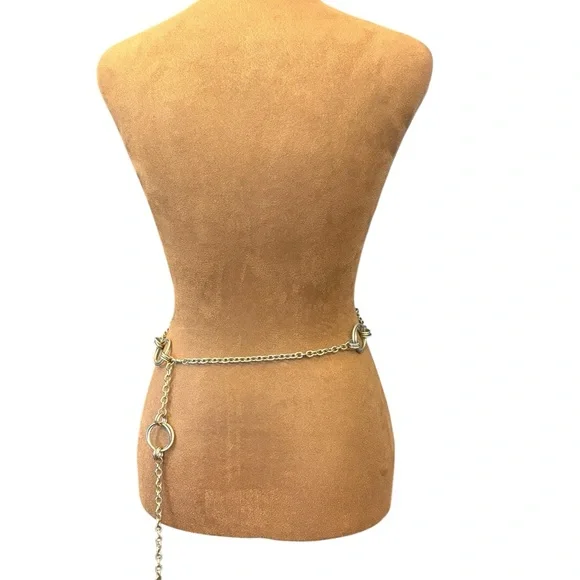 Express Silver Tone Waist Belt Adjustable To 38” MED Double Circles Boho Western - Picture 14 of 15